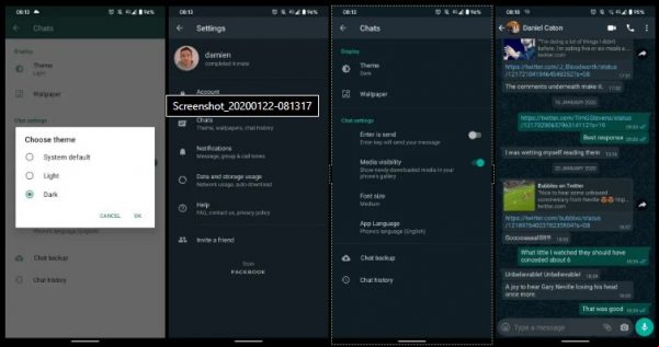 Nuevo modo oscuro de WhatsApp ya esta disponible en la versión beta
