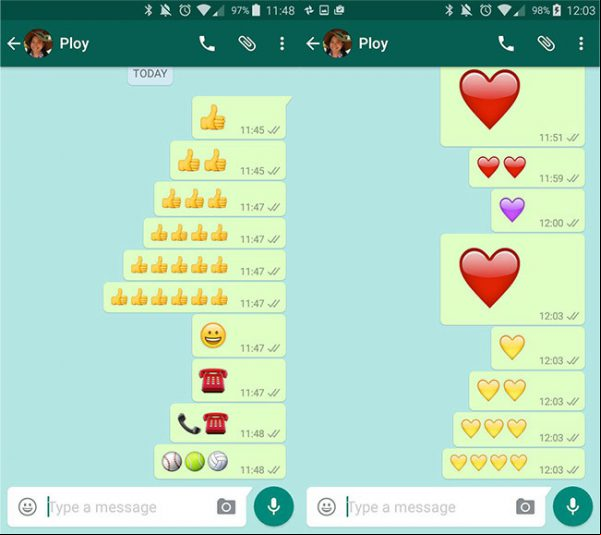 whatsapp emoticono tamaño